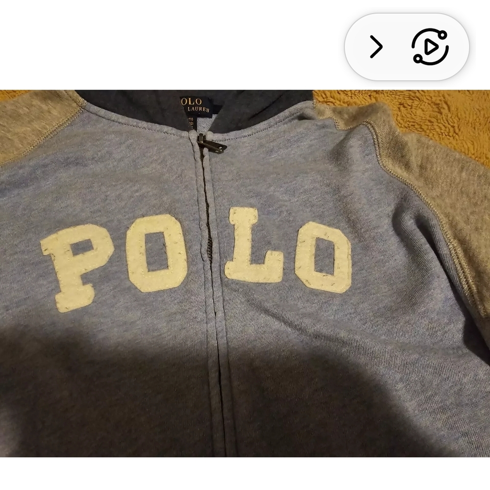 Polo Ralph Lauren Blue and Gray Zip-Up Hoodie